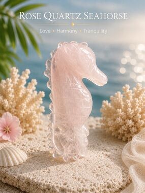 Rose Quartz Seahorse Carved Stone
